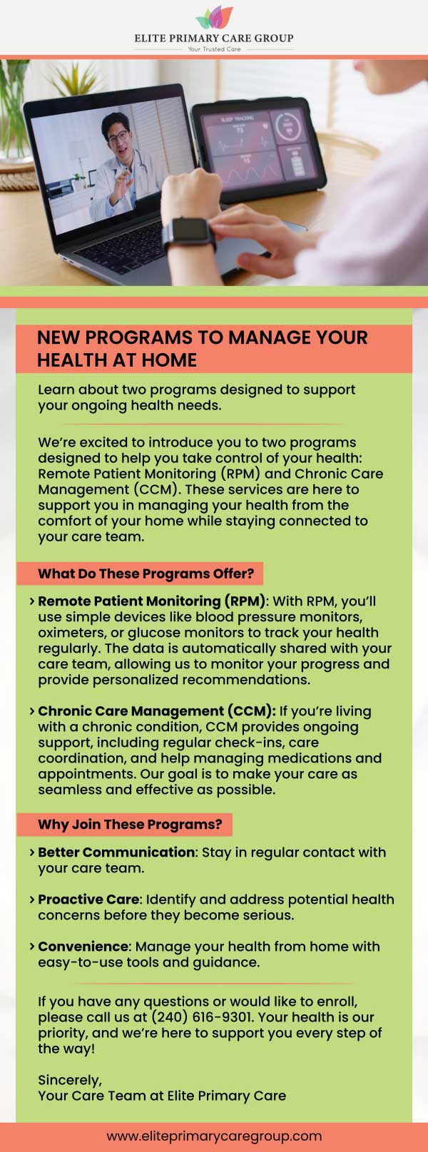 New Programs to Manage Your Health at Home at Elite Primary Care Group in Frederick, MD New Programs to Manage Your Health at Home at Elite Primary Care Group in Frederick, MD